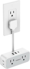 4 Outlet Extender Power Strip Flat Plug Extension Cord 3 USB 1 USB C  0.54ft