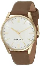 Nine West Women's Japanese Quartz Dress Watch with Faux Leather Strap Brown 1...