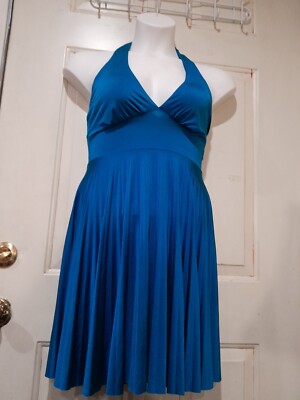 Soprano Pleated Halter Dress, Teal, Sz M | eBay