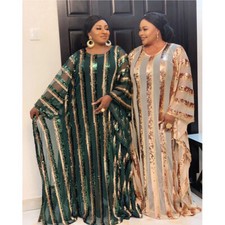 Africa Women Kaftan Sequin Loose Maxi Dress Abaya Dashiki Party Gown Dubai Robe