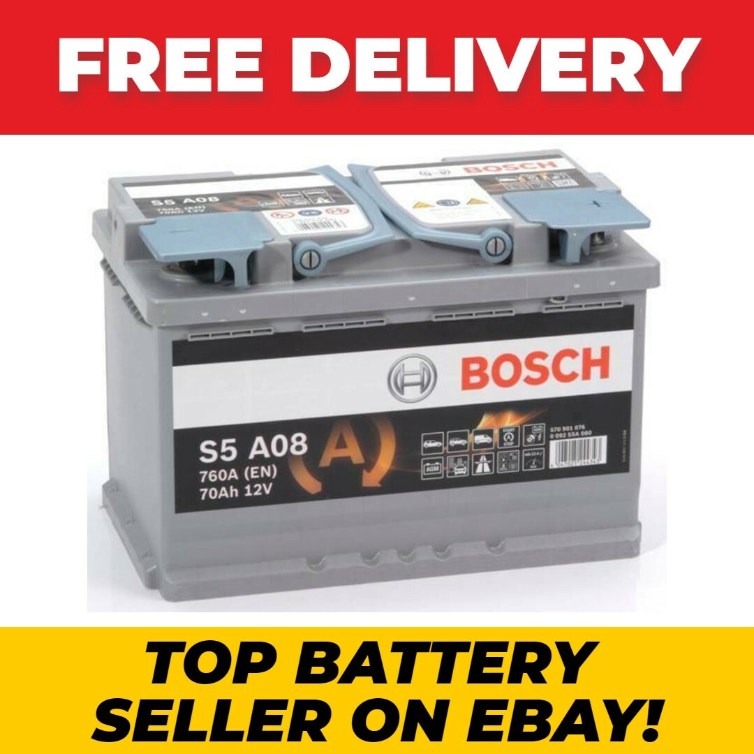 BOSCH AGMバッテリー S5 A08 12V 70Ah Bosch S5A08 Car Battery 12V AGM Start Stop 5 Yr Warranty Type 096