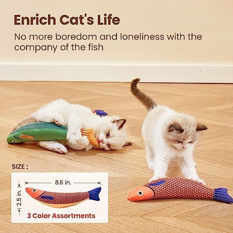 3 Pieces Toys Saury Fish Chew Toy Catnip Toys Toys for Indoor Cats
