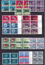 Schweiz, 14 Viererblöcke, 3 Sätze + 2 Einzelwerte mit zentralem Ersttagsstempel