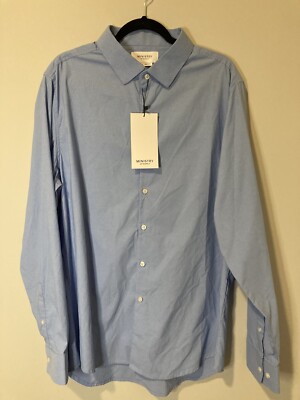Ministry of Supply Men's Slim Fit Blue Aero Dress Long Sleeve Shirt