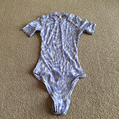 Kim Kardashian Skims Lilac Swirl Summer Mesh T-Shirt Bodysuit, Size XS NWT