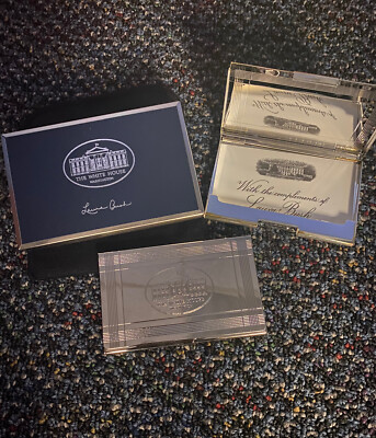 Authentic 1st Lady Laura Bush Silver Plated Business Card Holder