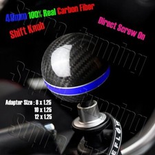 Universal Real Carbon Fiber Ball Manual MT Gear Shift Shifter Knob W/Blue Stripe