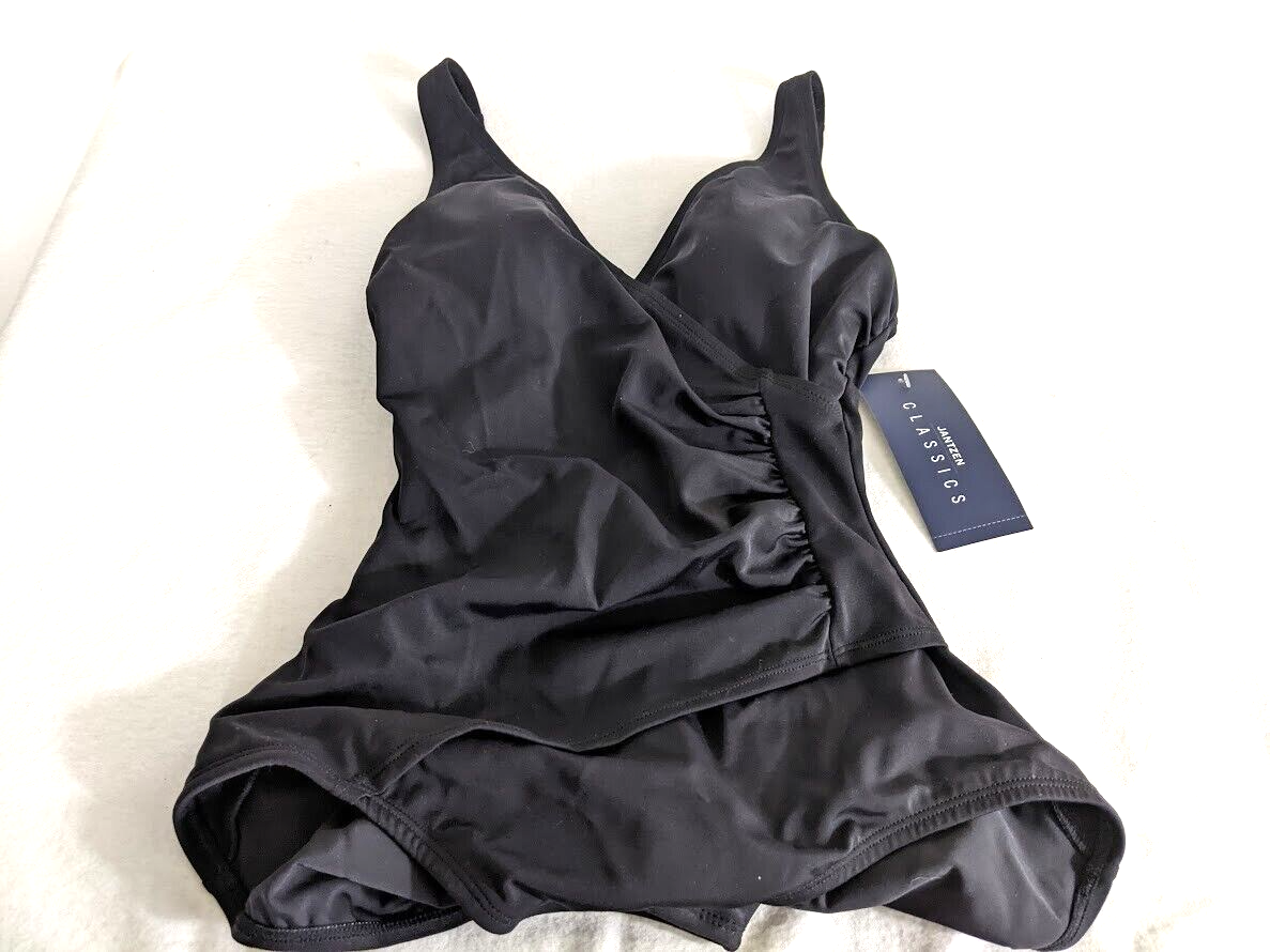 Jantzen Classics Black Draped One-Piece Swimsuit, 8, NWT $86.00 | eBay