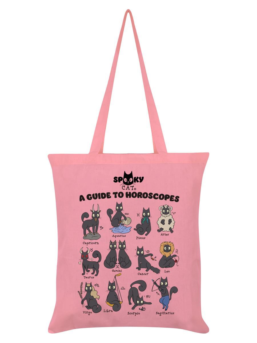 Spooky Cat Tote Bag A Guide To Horoscopes Pale Pink 38x42cm