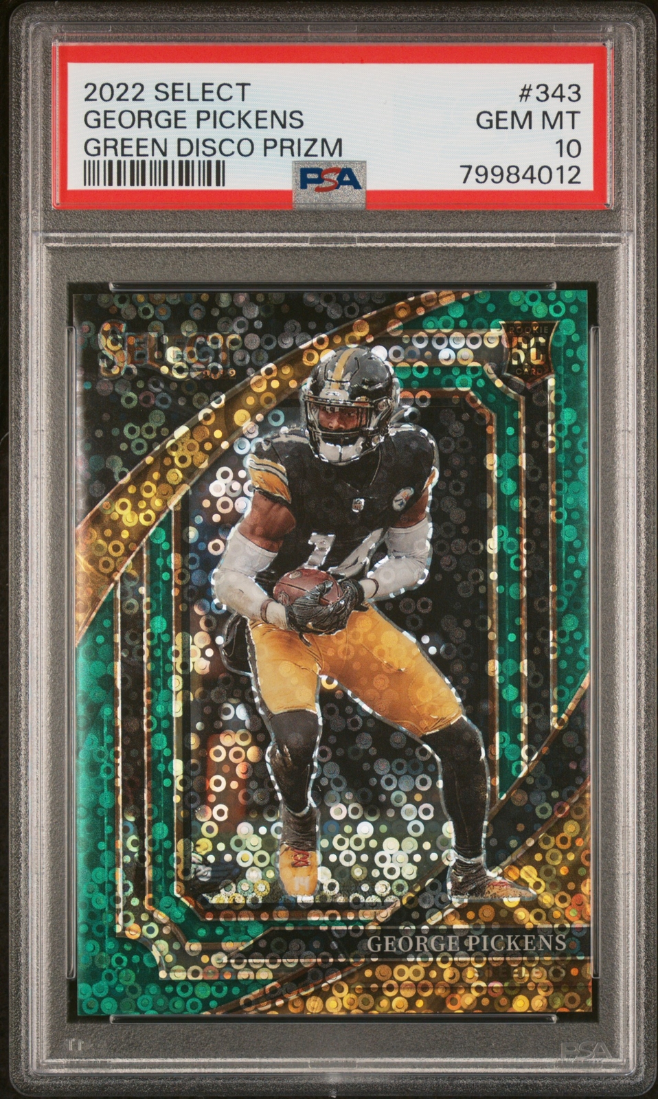 2022 PANINI SELECT GREEN DISCO PRIZM #343 GEORGE PICKENS 4/5 PSA 10
