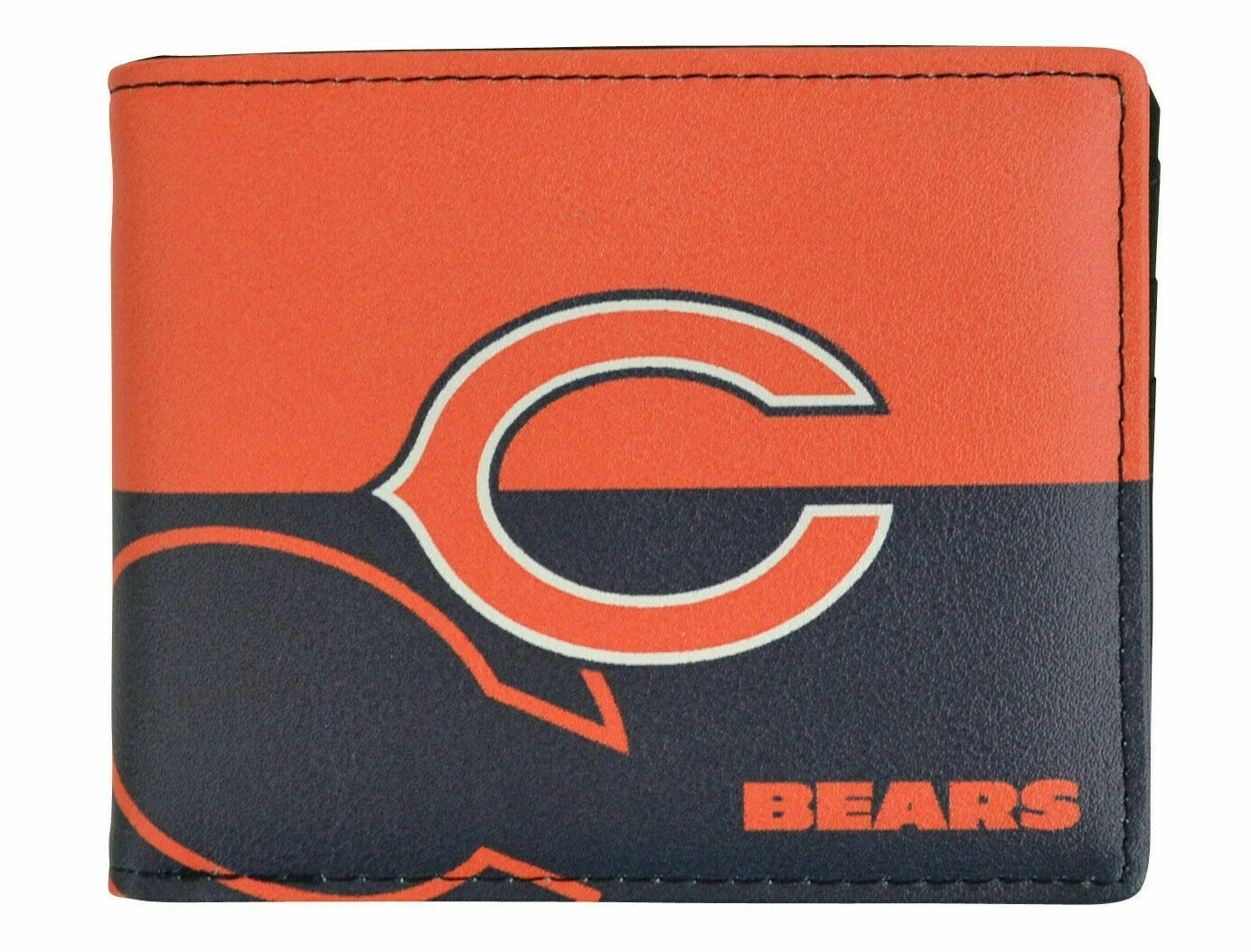 Chicago Bears Printed Logo Leather Bifold Wallet for Men