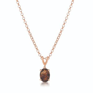 Authentic LeVian 925 Sterling Silver Rose Gold Plated Smoky Quartz 1 cts Pendant Necklace