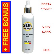 SUN GODDESS Sunless Self Tanning Spray Pump VERY DARK 8 oz  Best Tanner Mitt