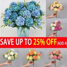 10 Heads Artificial Silk Hydrangea Fake Flowers Bouquet Bunch Party Home Decor