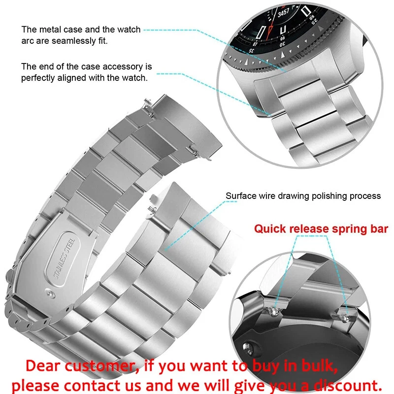 Stainless Steel Strap Watch Band 45 46 40mm for Samsung Galaxy Watch 5 4 3 Gear - Image 3 of 4