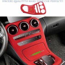For Benz C-class 2019-2021 Red Alcantara Center Console Gearbox Panel Trim 2pcs