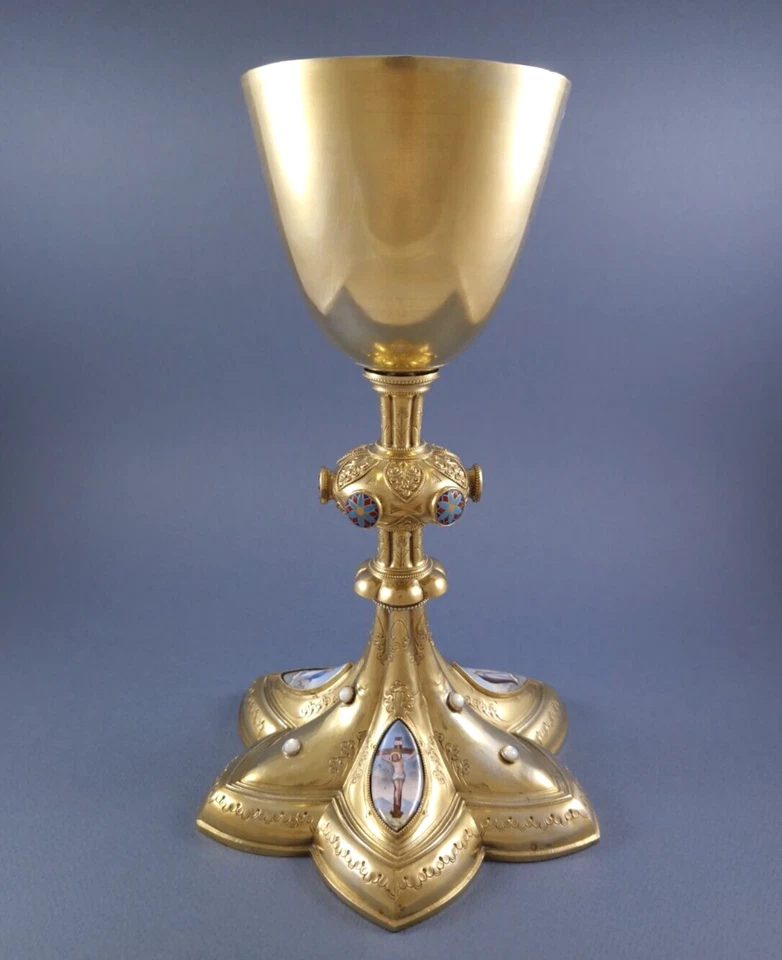 Calice en vermeil et émail Argent massif - Photo 3/4