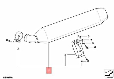 Genuine BMW K26 K28 0388 0338 0387 Rear Silencer Chrome 