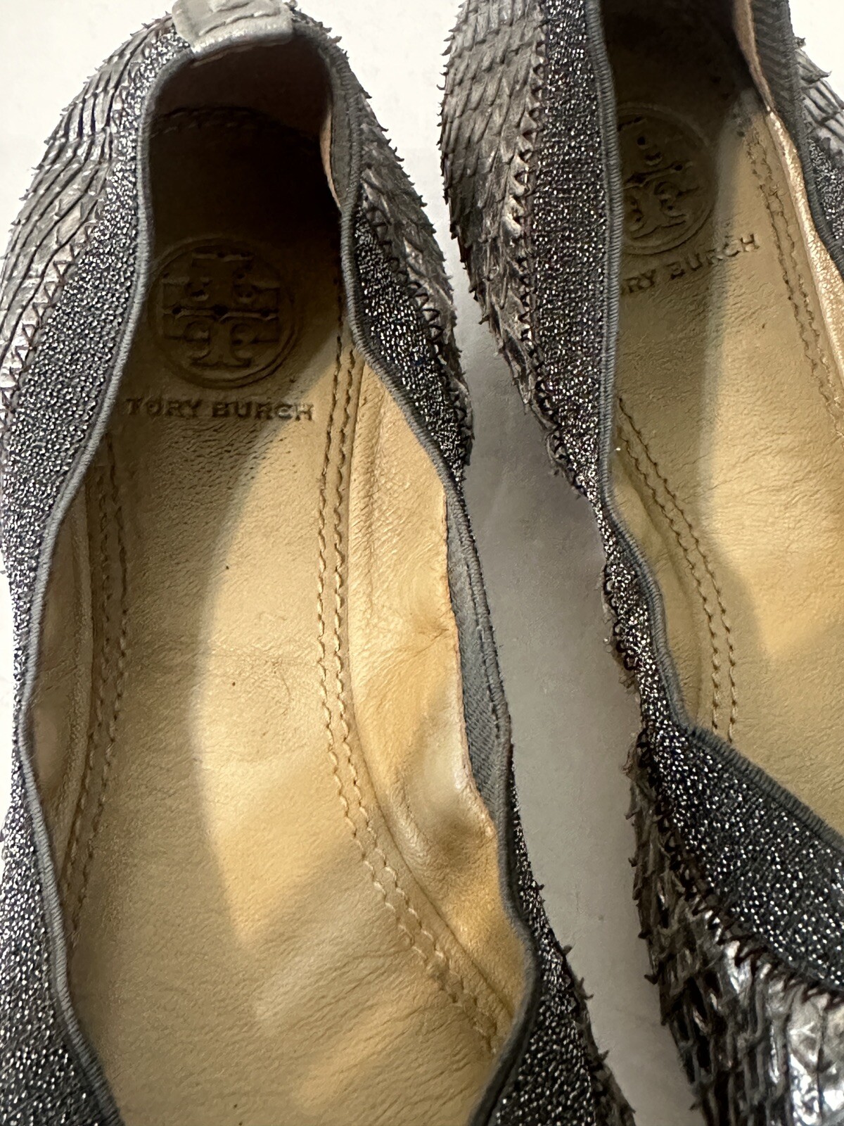 Tory Burch Gabby Ballet Metallic Python Print/Met… - image 4