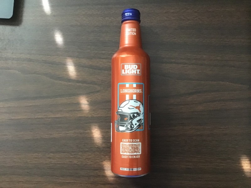 2023 Limited Edition BUD LIGHT Aluminum Bottle NCAA TEXAS Football LONGHORNS