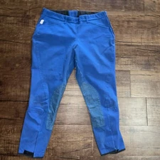 The Tailored Sportsman Royal Blue Knee Patch Side Zip 30 Breeches With Pockets