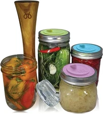 Canning kit. Complete DIY fermentation kit for wide mouth mason jars or pickl...