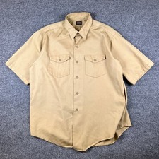 Vintage Lee Presto Chetopa Twill Shirt Mens M Brown Work Safari 60s 70s