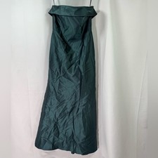 Alfred Sung Strapless Cuff Neckline Satin Trumpet Gown Evergreen 8R