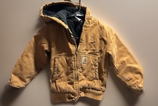 Carhartt Kids Hooded Jacket Brown Quilted Lined XXS 4  5Y