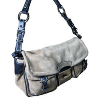 Vintage Prada Suede Buckle Flap Shoulder Bag ...