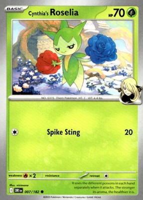 Cynthia's Roselia 007/182 Common Destined Rivals Pokemon Near Mint