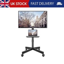 BONTEC Mobile TV Stand on Wheels, Rolling TV Cart with Media Shelf, TV Mount Sta