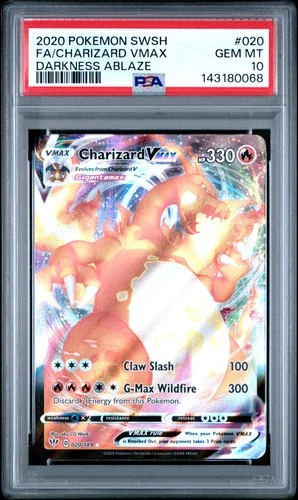 2020 POKEMON SWORD & SHIELD DARKNESS ABLAZE #020 FULL ART/CHARIZARD VMAX PSA 10