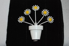 Vintage enamel daisy Potted bouquet brooch