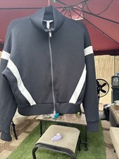 Spanx Air Essentials Long Sleeve Full Zip Black/ White Jacket Woman s Size M