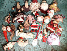 Lot of 28 Vintage Santa Claus Christmas Ornaments Cloth Resin Paper Ceramic