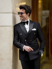 Tuxedo Mens Suit Double Breasted Coat Pant 2 Piece Groomsmen Grooms Suit Bespoke