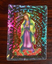 Virgin Mary Sticker Holographic 3.5x2.25 Roses Religious