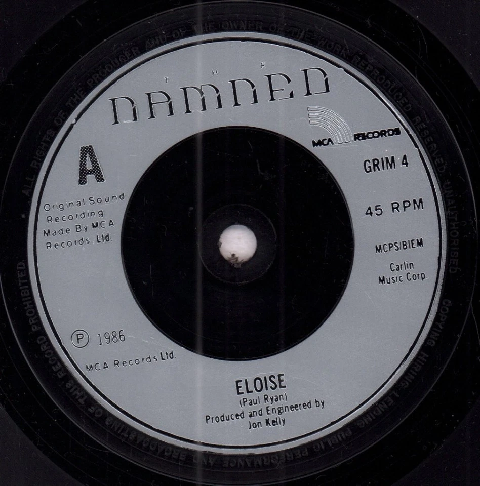 Damned (Punk) Eloise 7" vinyl UK MCA 1986 Silver injection label design in paper - Bild 3 von 3