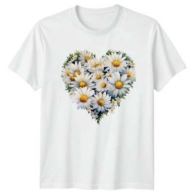 Gänseblümchen Herz Blumen Damen T-Shirt Herren Tee Grafik Unisex Oberteil