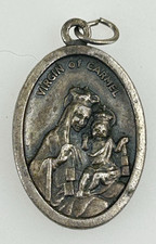 Saint Medal Blessed Virgin Mary Carmel silver Tone Pendant Christian Catholic