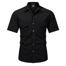 Mens Work Shirts Military Short Sleeves Air Force Army Cotton Casual Shirts Tops