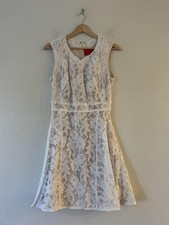 Chaus Dress Womens 6 White Lace Fit & Flare Sleeveless V Neck Lined Cocktail