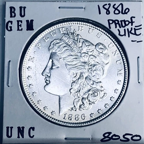 1886 BU GEM MORGAN SILVER DOLLAR UNC MS+++ U.S. MINT RARE COIN 8050