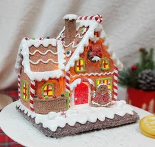 Gingerbread House Light Up Christmas Village Decoration 7.5” LED Handcrafted ...