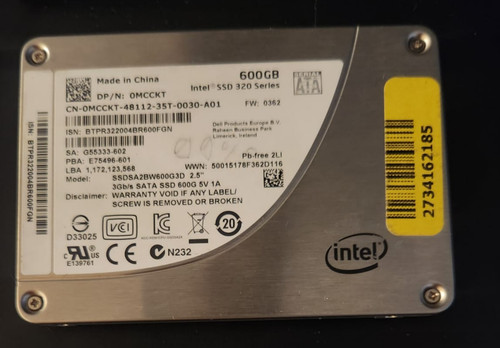 Intel 320 Series 600 GB-SATA II 3Gb/s MLC SSDSA2CW160G3 2,5" Server SSD
