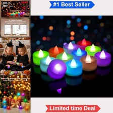 Flameless LED Tea Light Candles 12 Pack 7 Color Changing Battery Included