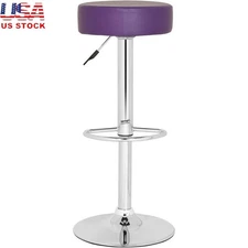 Adjustable Height Chrome Bar Stool Purple Upholstered Modern Design Home Office