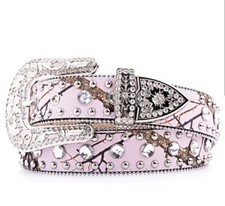 Blazin Roxx Western Mossy Oak Pink Camo Bling Belt Medium Rhinestones Cowgirl
