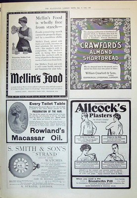 Antiker Druck 1910 Mellin'S Food Crawfords Shortbread Rowlands Öl Allcocks